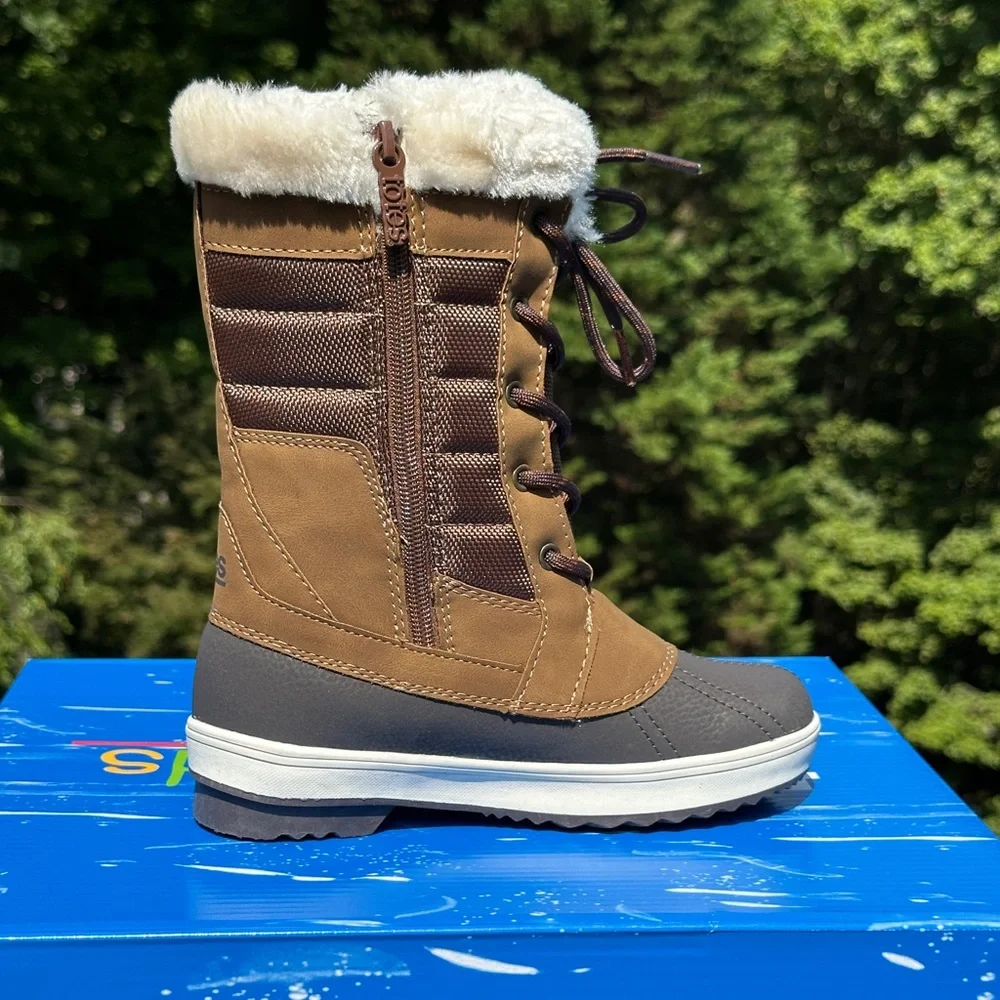 NEW Totes Kids Youth Unisex Waterproof Tan Winter Fur Casual Snow Boot - 13 , 1